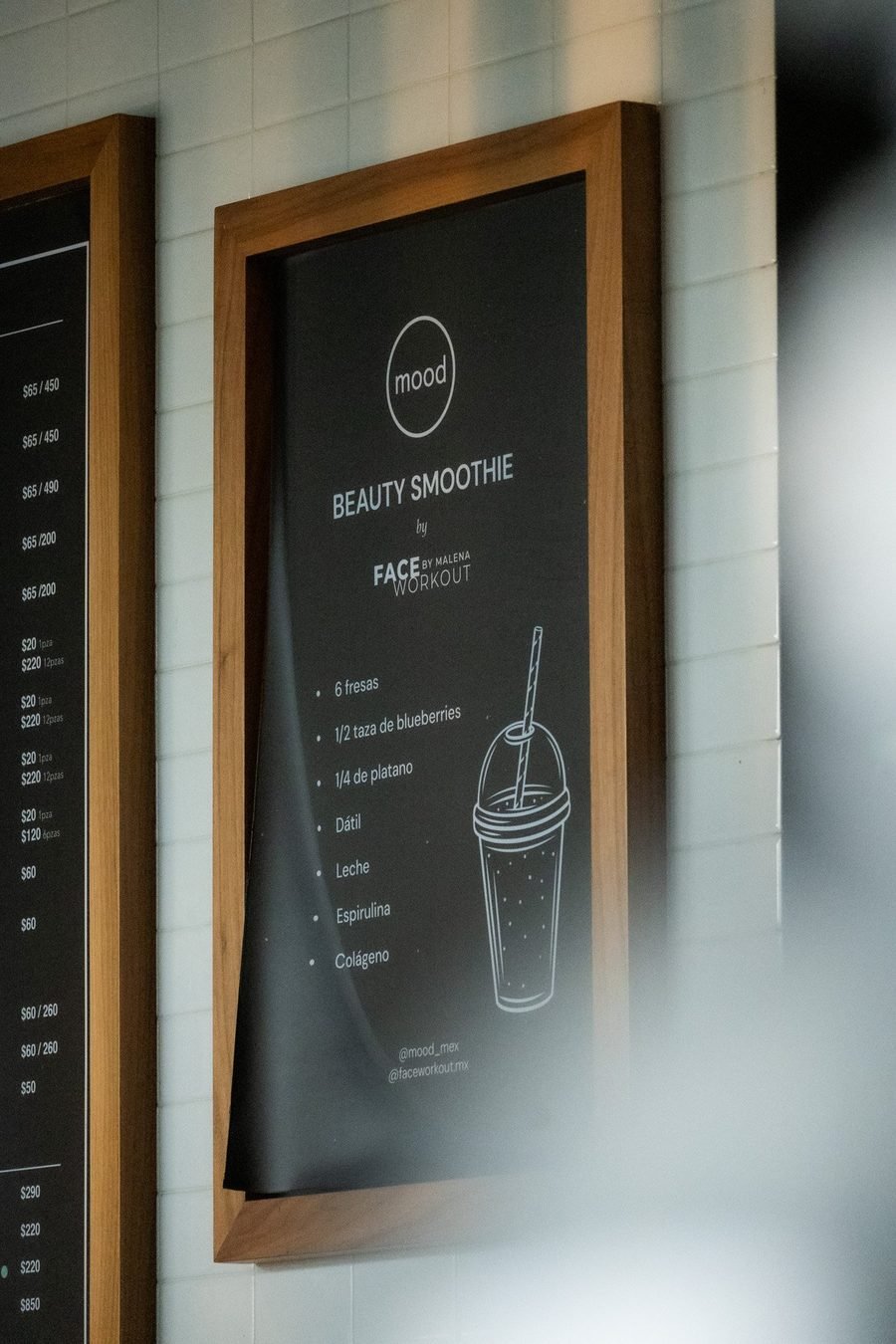 Menú de smoothies de Mood
