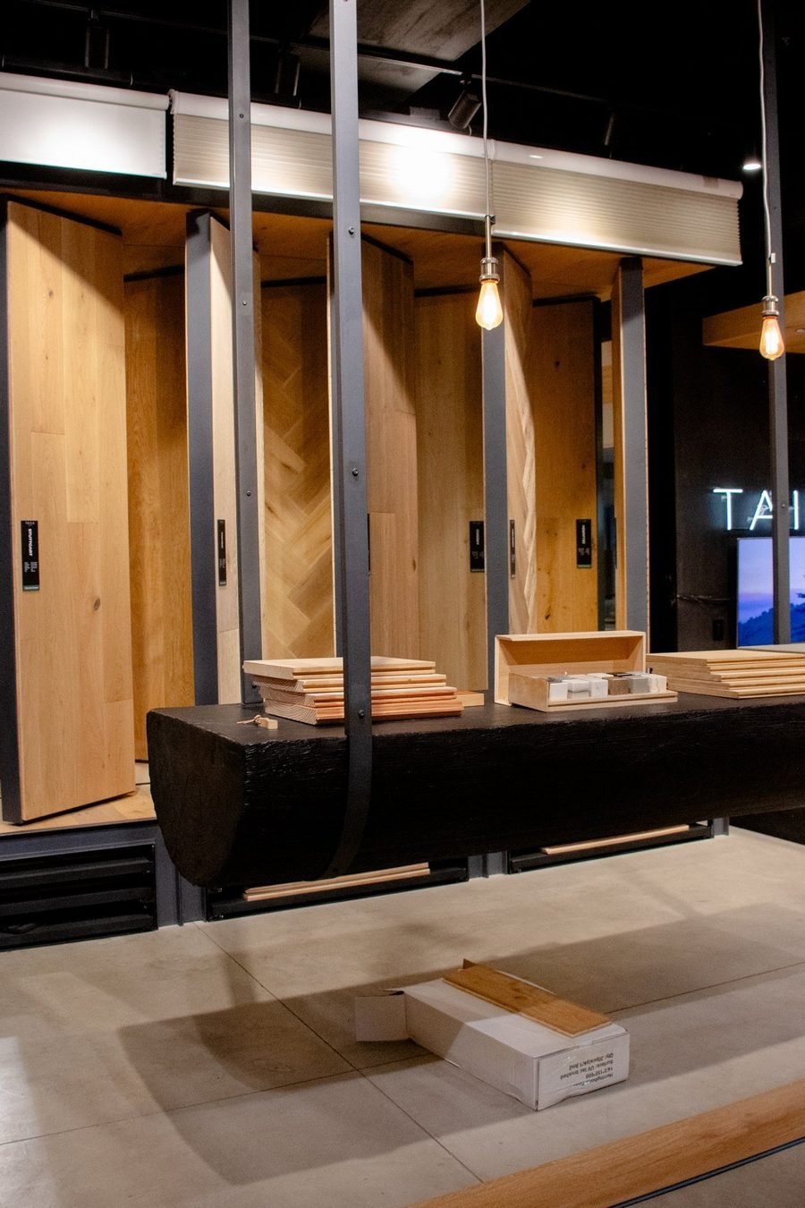 Exhibición de duela de madera en Taiga