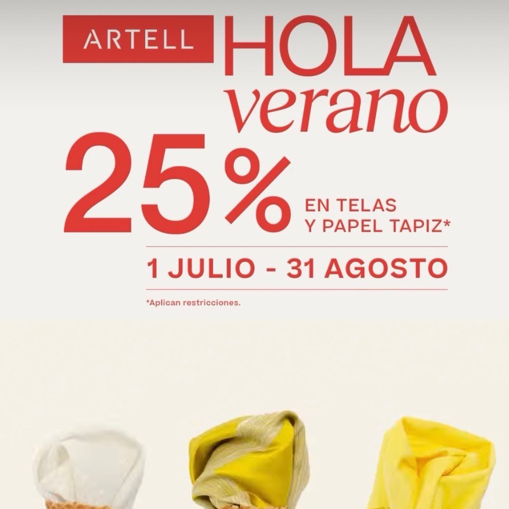 Promoción de Artell — 25% de descuento en telas y papel tapiz