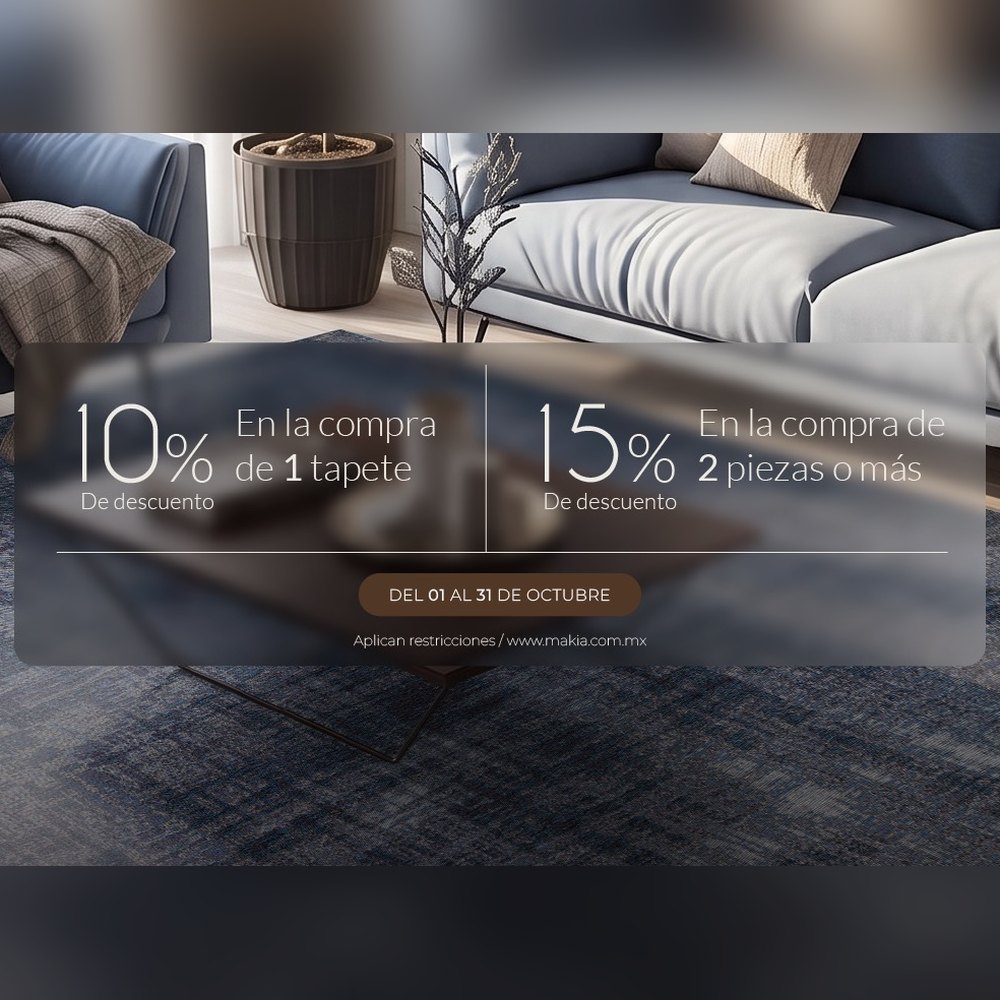 Promoción de Makia — 10% de descuento en 1 tapete y 15% en 2 piezas o más